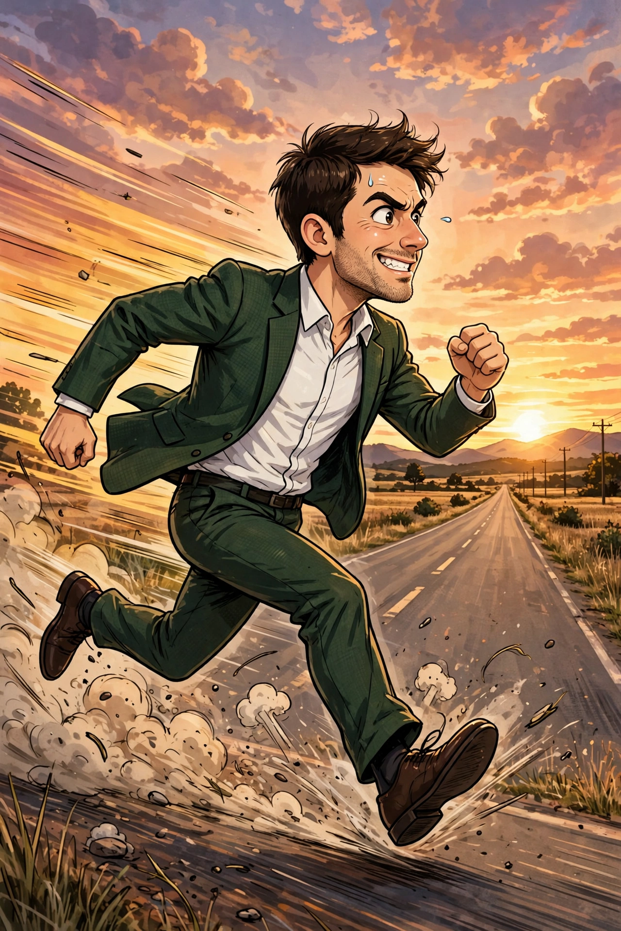 Tibo runs toward the horizon